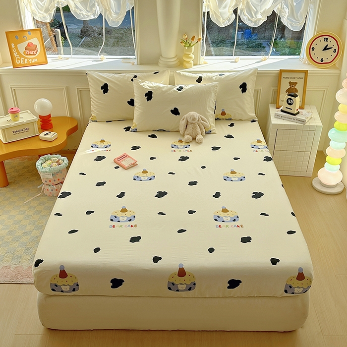 91家纺网 家纺一手货源 找家纺 希诺家居 2025新款全棉纯棉卡通小清新床笠 奶油蛋糕