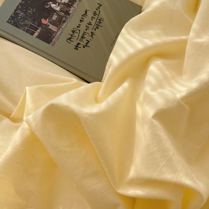 91家纺网 家纺一手货源 找家纺 2025新款A类亲肤舒适软糯云柔水洗棉大眼睛毛巾绣混搭格子撞色系列四件套 大眼奶黄小蓝格