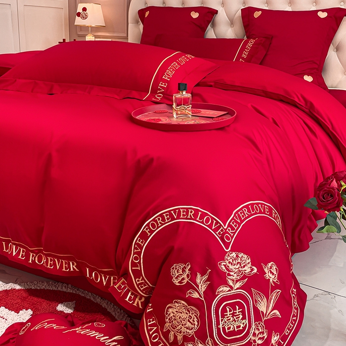 91家纺网 家纺一手货源 找家纺 东方合美（原：皇家传奇） 2023新款亲肤舒适时尚婚庆四件套系列 爱丽丝