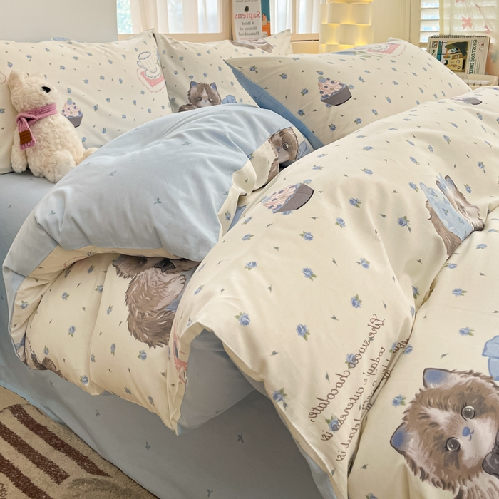 91家纺网 家纺一手货源 找家纺 2025新款全棉卡通小清新系列四件套 奶油甜宠