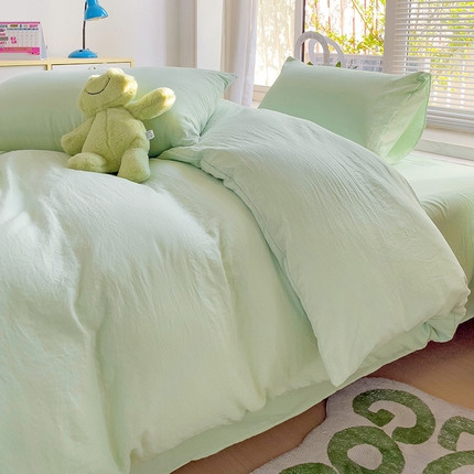 91家纺网 家纺一手货源 找家纺 （总）森璐 2025新款水洗棉双拼四件套宿舍三件套床单被套枕套