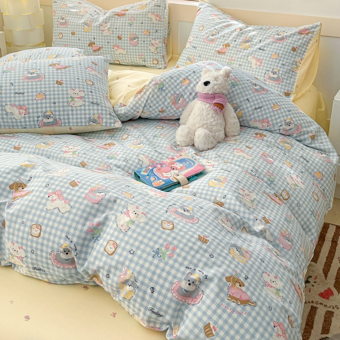 91家纺网 家纺一手货源 找家纺 2025新款全棉卡通小清新系列四件套 可爱贝贝