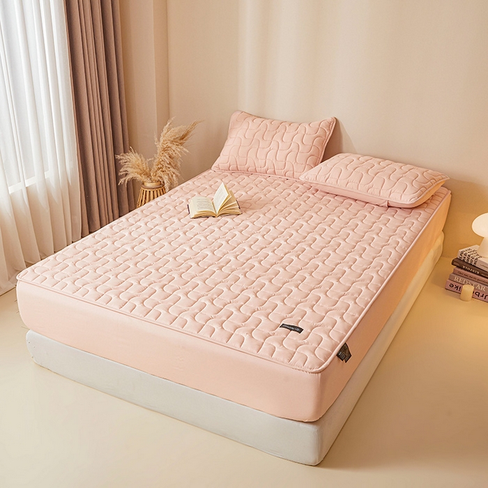 91家纺网 家纺一手货源 找家纺 3C 2025新款A类亲肤夹棉床笠-阡陌 阡陌 温柔粉