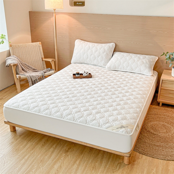 91家纺网 家纺一手货源 找家纺 3C 2024新款A类全棉抗菌防水床笠 全棉防水-珍珠白