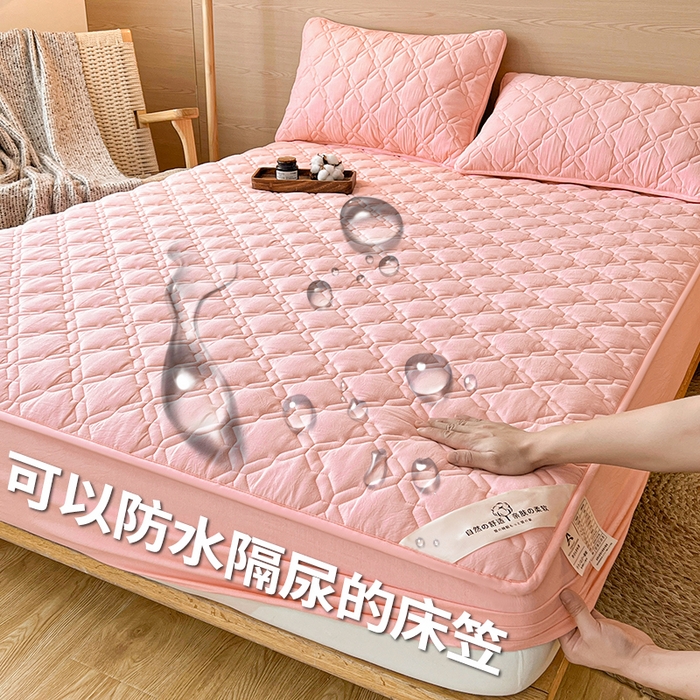 91家纺网 家纺一手货源 找家纺 3C 2024新款A类全棉抗菌防水床笠 全棉防水-灵玉色