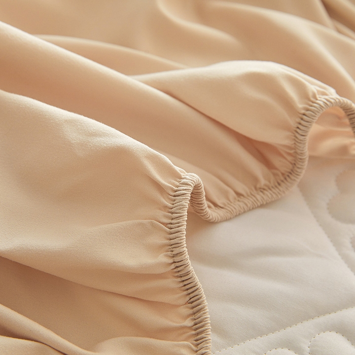 91家纺网 家纺一手货源 找家纺 3C 2025新款A类亲肤夹棉床笠-花叶 花叶 浅卡其