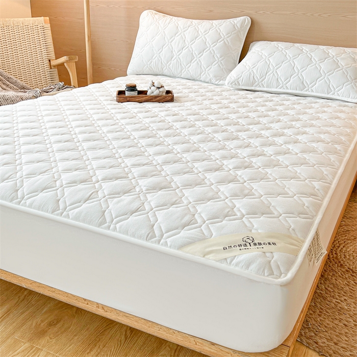 91家纺网 家纺一手货源 找家纺 3C 2024新款A类全棉抗菌防水床笠 全棉防水-珍珠白