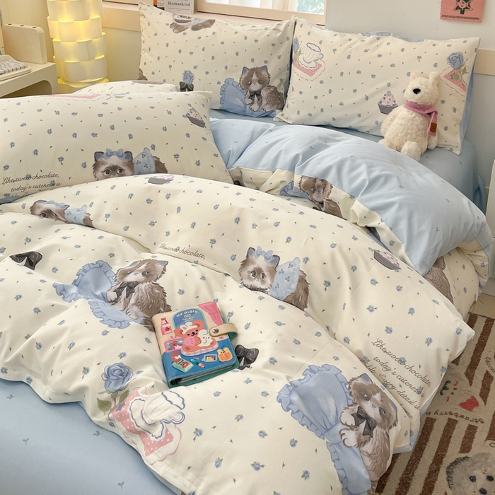 91家纺网 家纺一手货源 找家纺 2025新款全棉卡通小清新系列四件套 奶油甜宠