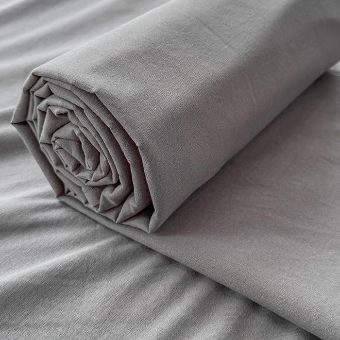 91家纺网 家纺一手货源 找家纺 2025新款全棉A类母婴级水洗棉纯棉床单纯色系列单品 中灰