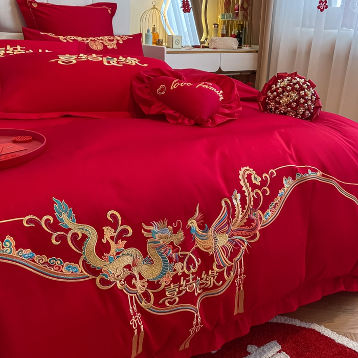 91家纺网 家纺一手货源 找家纺 东方合美（原：皇家传奇） 2023新款小红书风格热款40S婚庆系列 喜乐龙凤