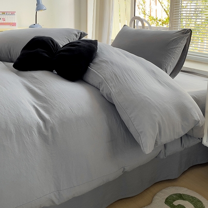 91家纺网 家纺一手货源 找家纺 （总）森璐 2025新款水洗棉双拼四件套宿舍三件套床单被套枕套