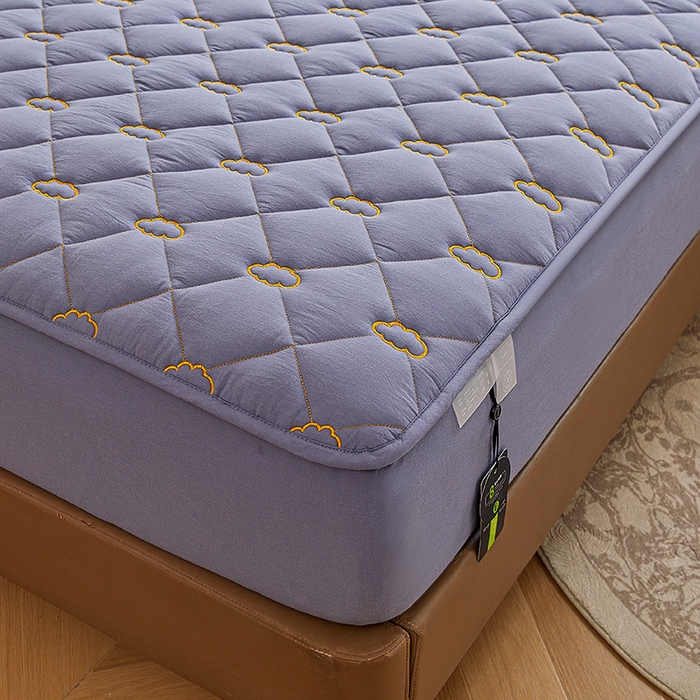 91家纺网 家纺一手货源 找家纺 3C 2024新款云朵全棉水洗棉床笠 云朵 蓝灰