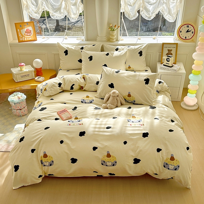 91家纺网 家纺一手货源 找家纺 希诺家居 2025新款全棉纯棉卡通小清新床笠 奶油蛋糕