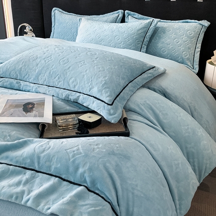 91家纺网 家纺一手货源 找家纺 （总）（买家秀爆款不断货）A类母婴级牛奶雕花绒四件套珊瑚绒四件套雪花绒四件套韩版公主风雕花牛奶绒床盖四件套