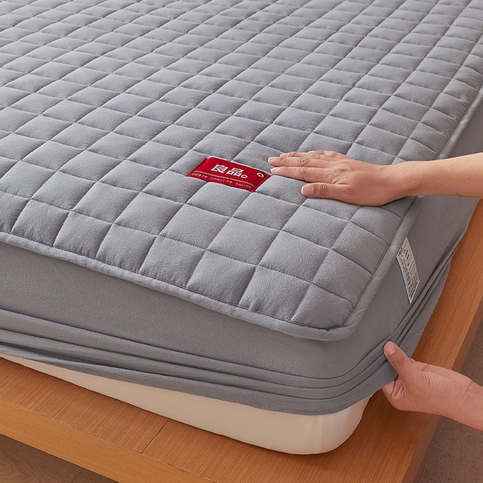 91家纺网 家纺一手货源 找家纺 3C 2025新款全棉水洗棉夹棉床笠-良品 良品 蓝灰