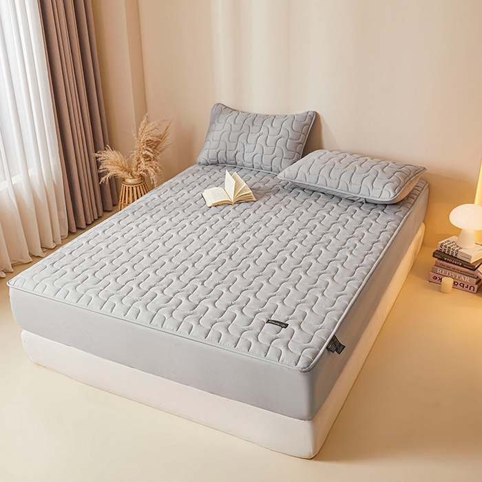 91家纺网 家纺一手货源 找家纺 3C 2025新款A类亲肤夹棉床笠-阡陌 阡陌 冰山灰