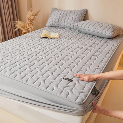 91家纺网 家纺一手货源 找家纺 3C 2025新款A类亲肤夹棉床笠-阡陌 阡陌 冰山灰