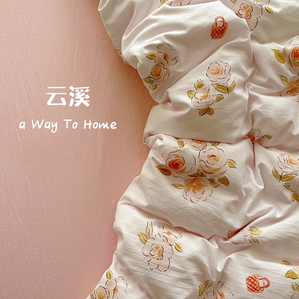 91家纺网 家纺一手货源 找家纺 （总）阿曼达 2024新款ins博主风亲肤柔软印花卡通水洗m四件套（专版花型）
