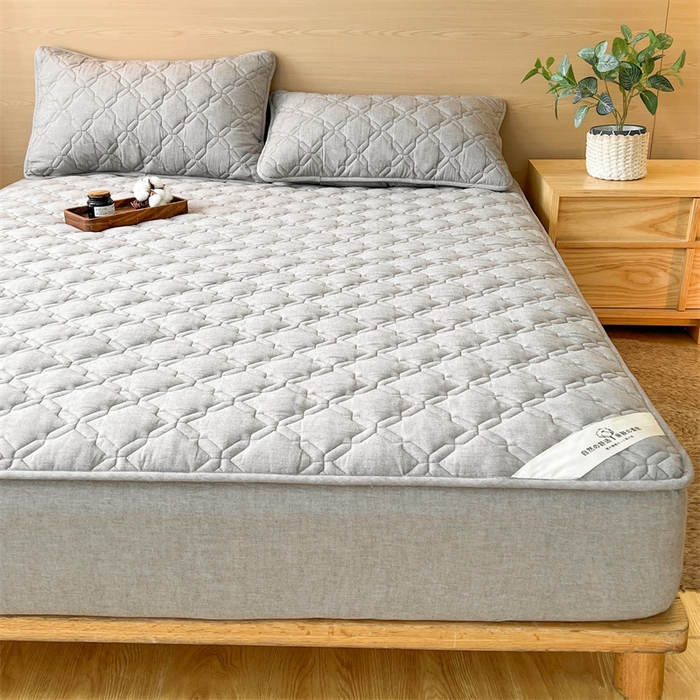 91家纺网 家纺一手货源 找家纺 3C 2024新款A类全棉抗菌防水床笠 全棉防水-冰山灰