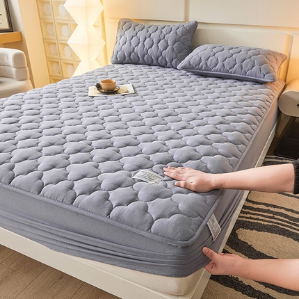 3C 2025新款全棉水洗棉夹棉床笠-梦屿系列 梦屿 蓝灰