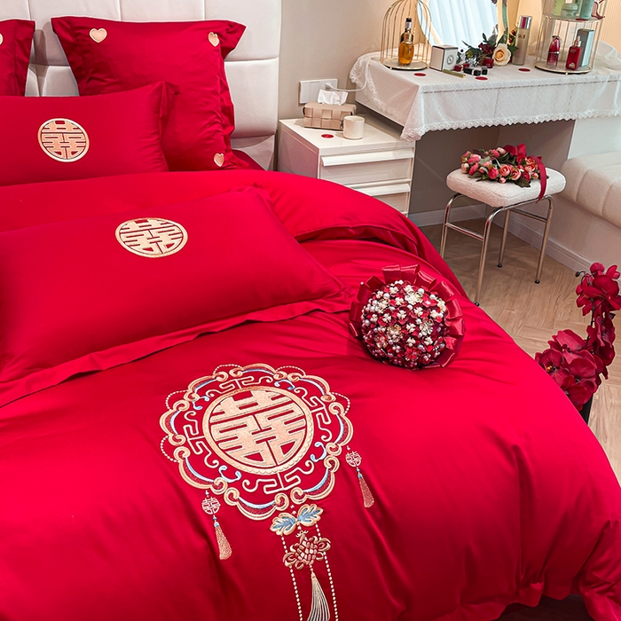 91家纺网 家纺一手货源 找家纺 东方合美（原：皇家传奇） 2023新款亲肤舒适时尚婚庆四件套系列 富贵吉祥