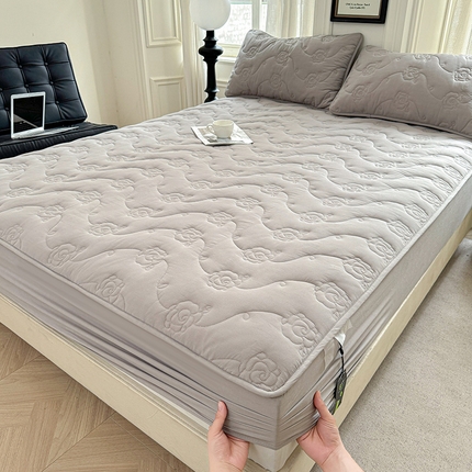 91家纺网 家纺一手货源 找家纺 （总）3C 2024新款全棉水洗棉夹棉玫瑰床笠-花语系列