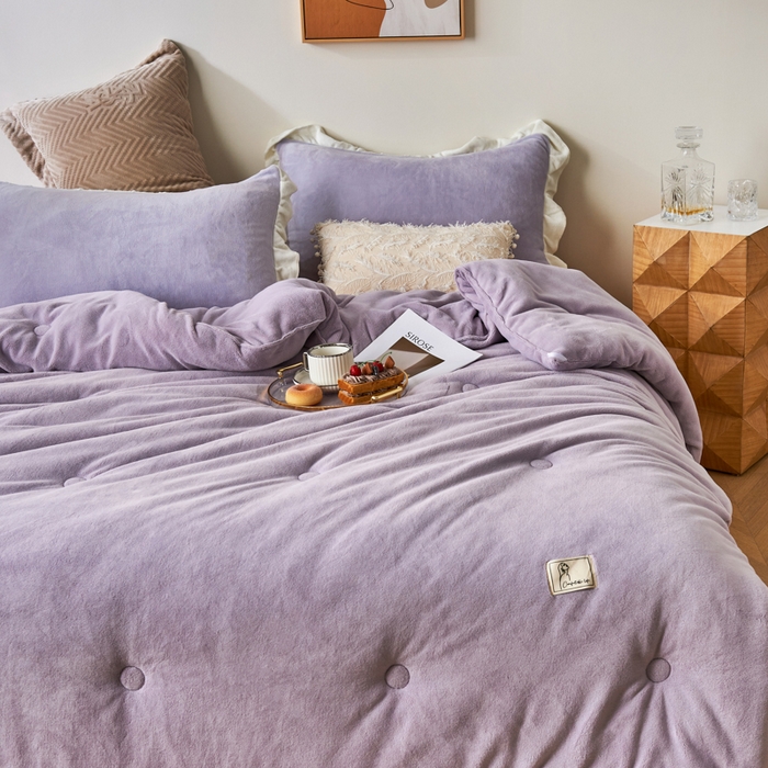 91家纺网 家纺一手货源 找家纺 法芙娜 2025新款牛奶绒懒人被 紫色