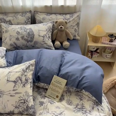 91家纺网 家纺一手货源 找家纺 雅居纺家纺 2025新款全棉小清新四件套 妙语花香