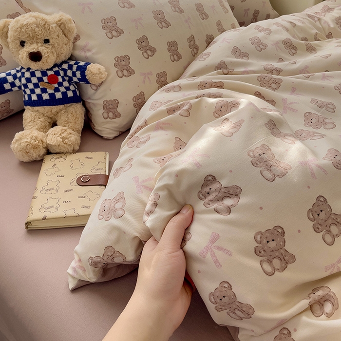 91家纺网 家纺一手货源 找家纺 娜娜2025新款A类针织双层纱印花四件套 可可西里