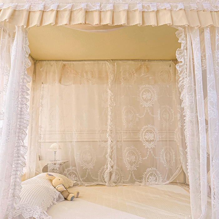 91家纺网 家纺一手货源 找家纺 都市缘蚊帐 2025新款遮光坐床布帘蚊帐拉链方帐婴儿防摔蚊帐-501 卡其