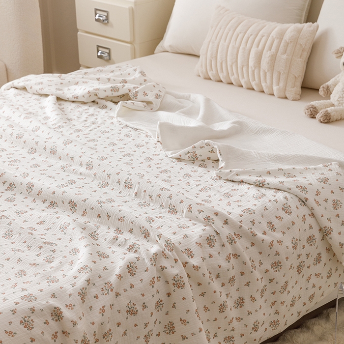 91家纺网 家纺一手货源 找家纺 悦然毛巾被 2025新款全棉六层纱布夏被成人款 花漾柔纱