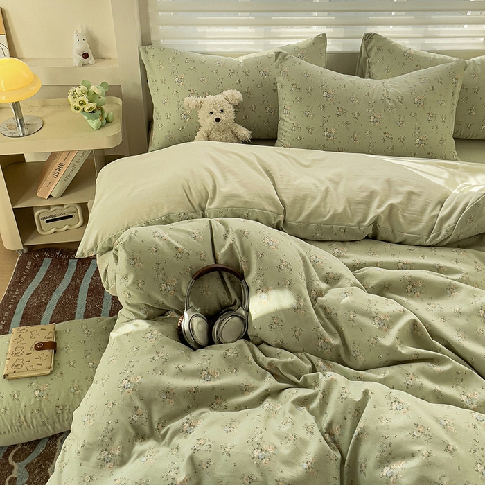 91家纺网 家纺一手货源 找家纺 娜娜2025新款A类针织双层纱印花四件套 小雏菊