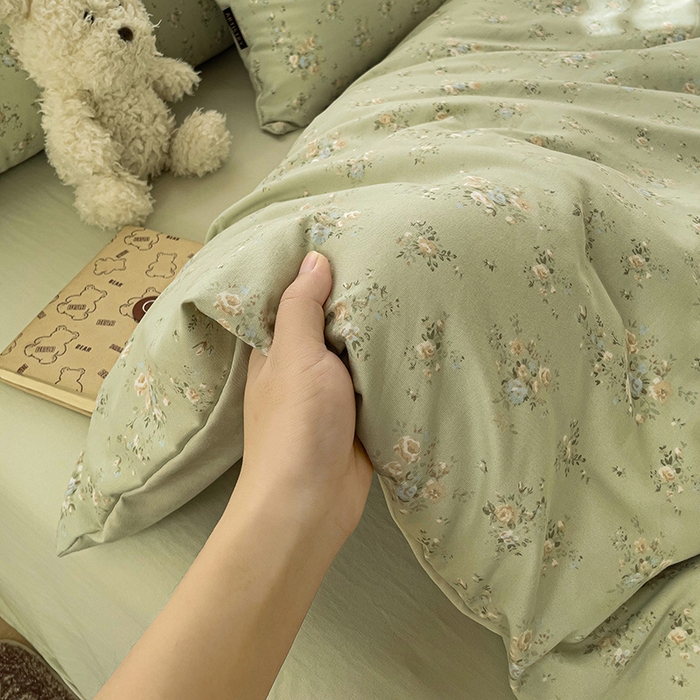 91家纺网 家纺一手货源 找家纺 娜娜2025新款A类针织双层纱印花四件套 小雏菊