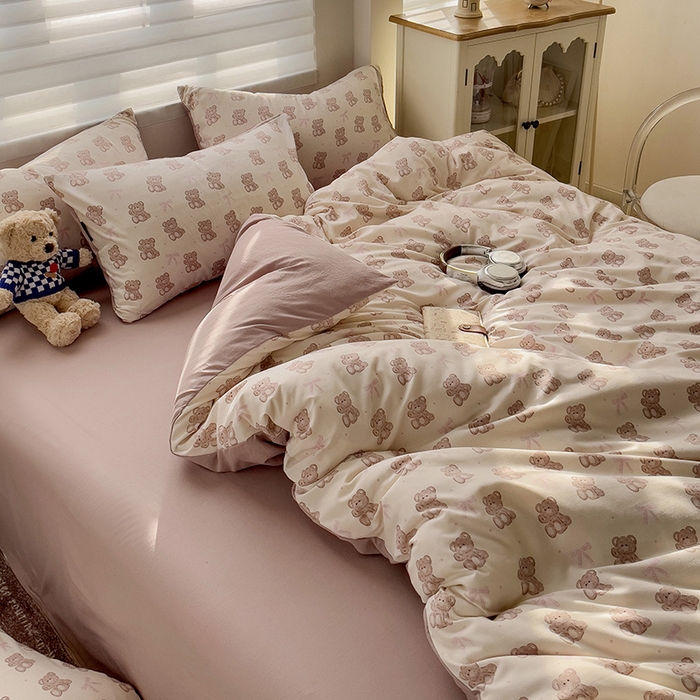 91家纺网 家纺一手货源 找家纺 娜娜2025新款A类针织双层纱印花四件套 可可西里