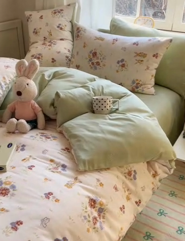 91家纺网 家纺一手货源 找家纺 雅居纺家纺 2025新款全棉小清新四件套 旷野气息