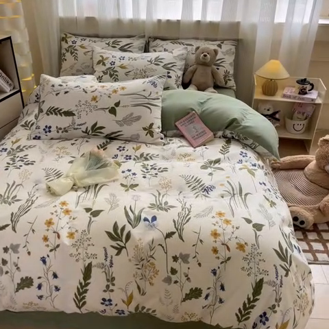 91家纺网 家纺一手货源 找家纺 雅居纺家纺 2025新款全棉小清新四件套 森林日记