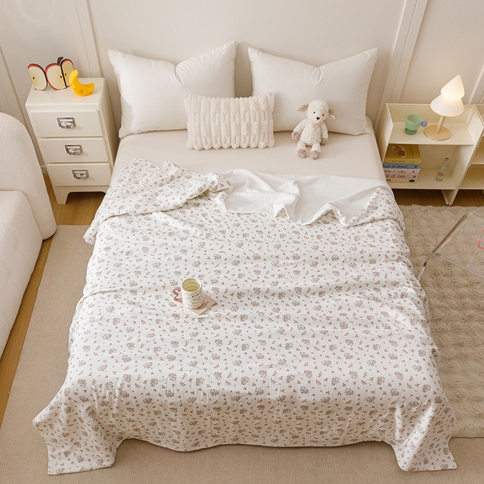 91家纺网 家纺一手货源 找家纺 悦然毛巾被 2025新款全棉六层纱布夏被成人款 花漾柔纱