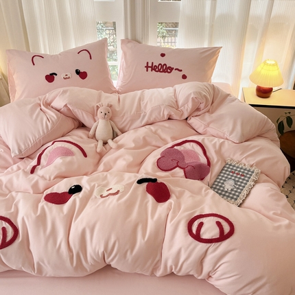 91家纺网 家纺一手货源 找家纺 （总）玉海棠 2025新款水洗棉毛巾绣四件套系列（含买家秀）