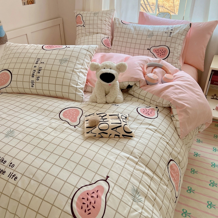 91家纺网 家纺一手货源 找家纺 雅居纺家纺 2025新款全棉小清新四件套 芭乐