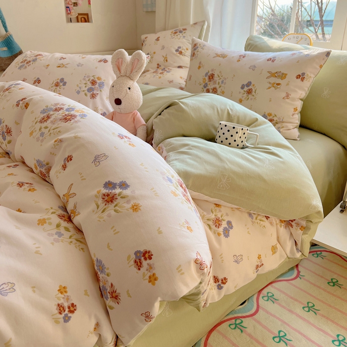 91家纺网 家纺一手货源 找家纺 雅居纺家纺 2025新款全棉小清新四件套 旷野气息