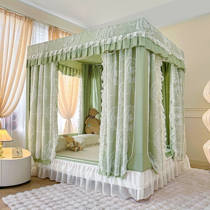 91家纺网 家纺一手货源 找家纺 都市缘蚊帐 2025新款遮光坐床布帘蚊帐拉链方帐婴儿防摔蚊帐-501 青提绿