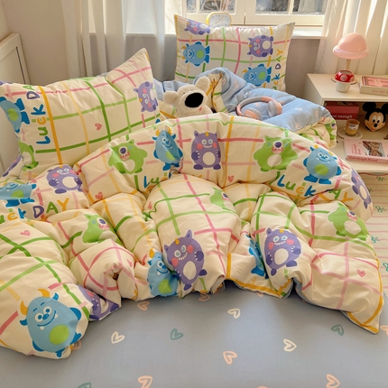 雅居纺家纺 2025新款全棉小清新四件套 小怪兽