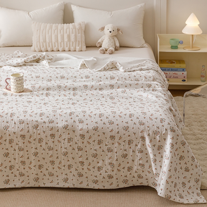 91家纺网 家纺一手货源 找家纺 悦然毛巾被 2025新款全棉六层纱布夏被成人款 花漾柔纱