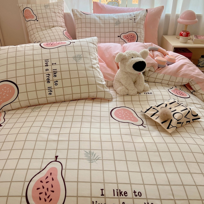 91家纺网 家纺一手货源 找家纺 雅居纺家纺 2025新款全棉小清新四件套 芭乐