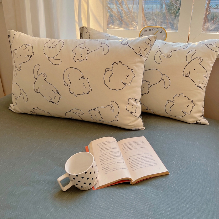 91家纺网 家纺一手货源 找家纺 雅居纺家纺 2025新款全棉小清新四件套 猫猫汇