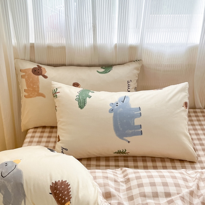 91家纺网 家纺一手货源 找家纺 雅居纺家纺 2025新款全棉小清新四件套 动物世界