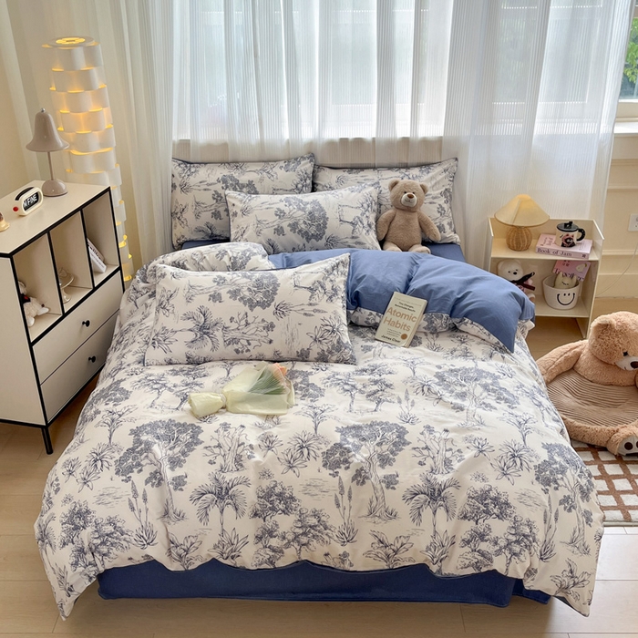 91家纺网 家纺一手货源 找家纺 雅居纺家纺 2025新款全棉小清新四件套 妙语花香