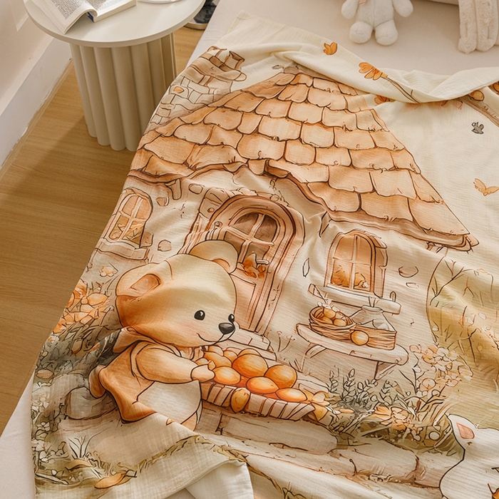 91家纺网 家纺一手货源 找家纺 悦然毛巾被 2025新款全棉六层纱布卡通儿童夏被-儿童床 暧居伙伴