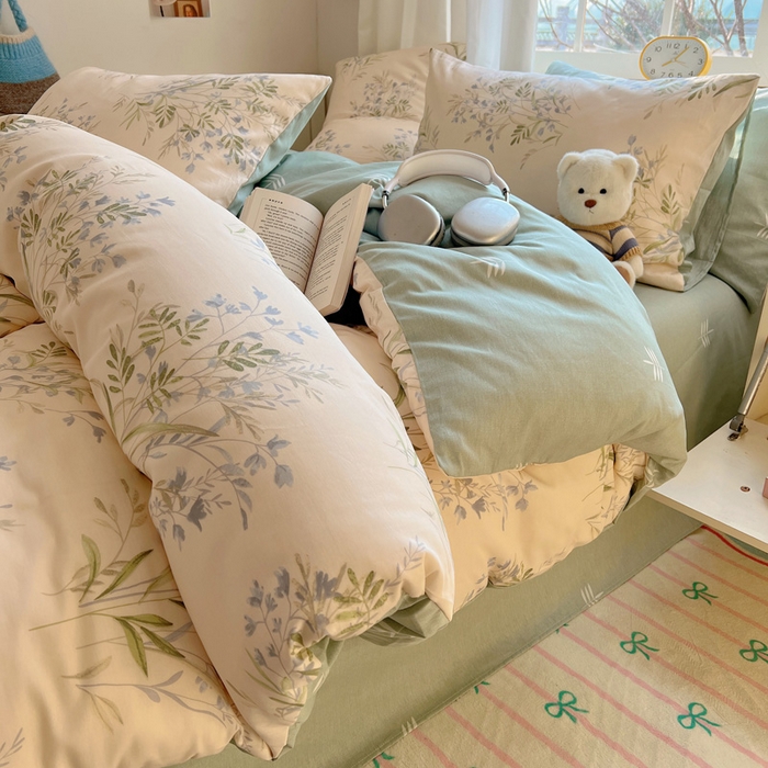 91家纺网 家纺一手货源 找家纺 雅居纺家纺 2025新款全棉小清新四件套 芳草