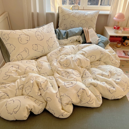 雅居纺家纺 2025新款全棉小清新四件套 猫猫汇